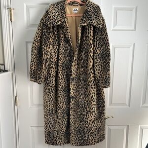 Vintage-Inspired Leopard Faux Fur Teddy Coat - Animal Print